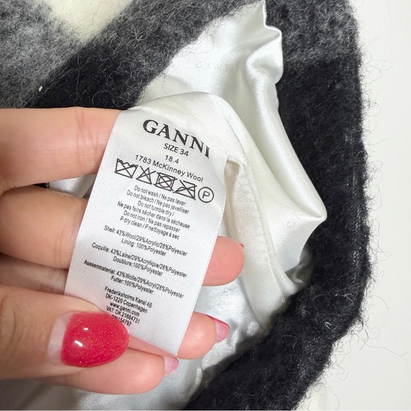 GANNI McKinney Wool Crop Jacket Plaid Size 34 XS Half Zip - Picture 5 of 5